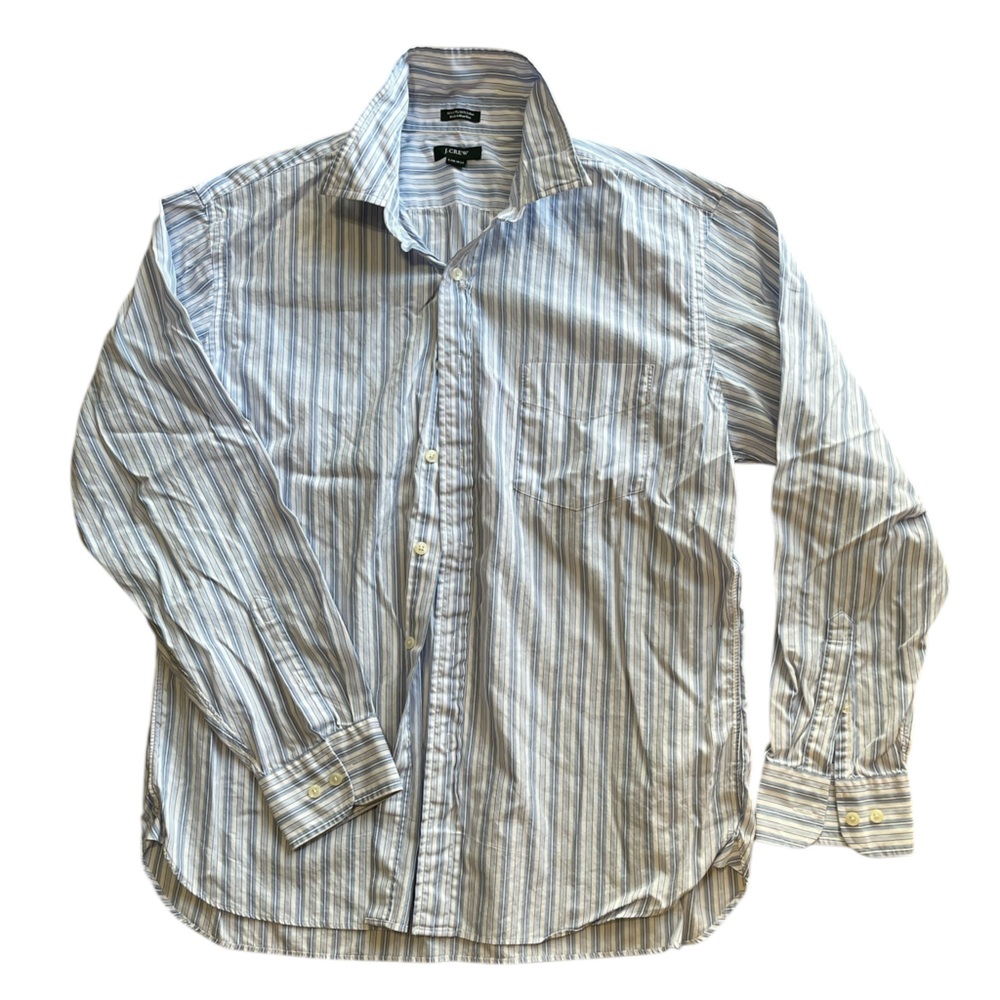 J. Crew Women's size large Blue and White Striped Casual Shirt